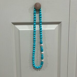 Turquoise and Pearl beaded 14.5” long fashion necklace